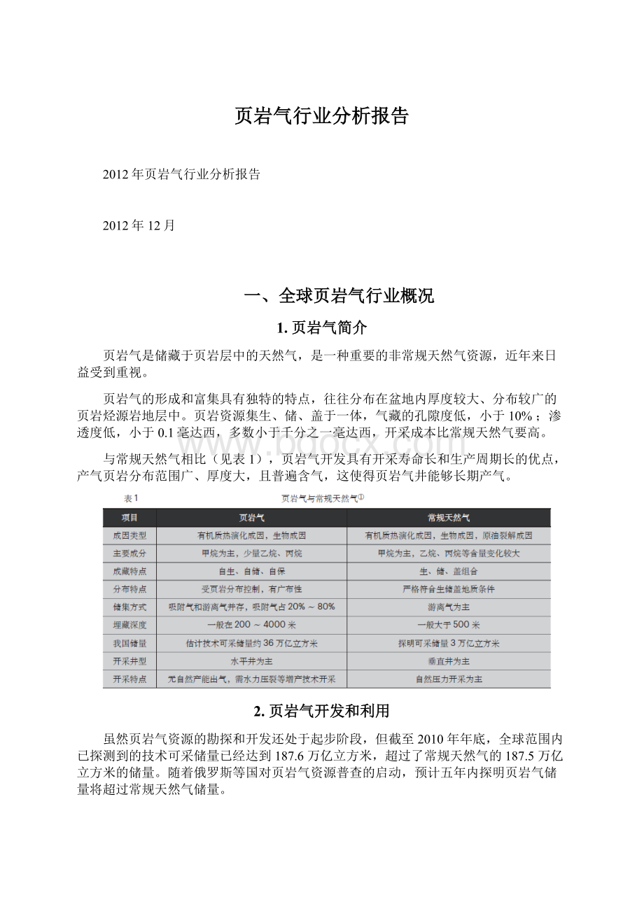 页岩气行业分析报告Word格式文档下载.docx