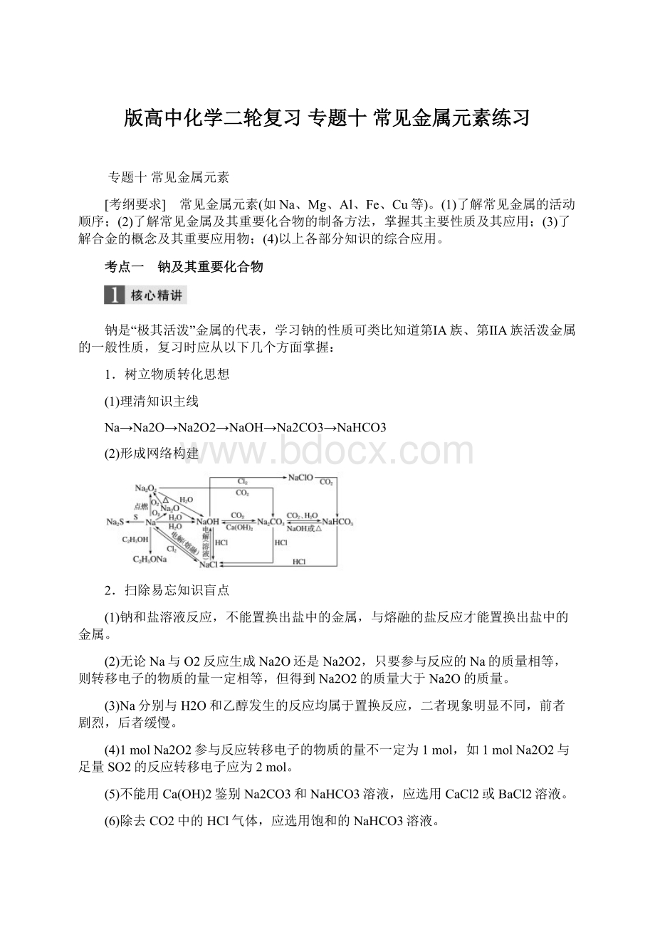 版高中化学二轮复习 专题十 常见金属元素练习Word格式文档下载.docx_第1页