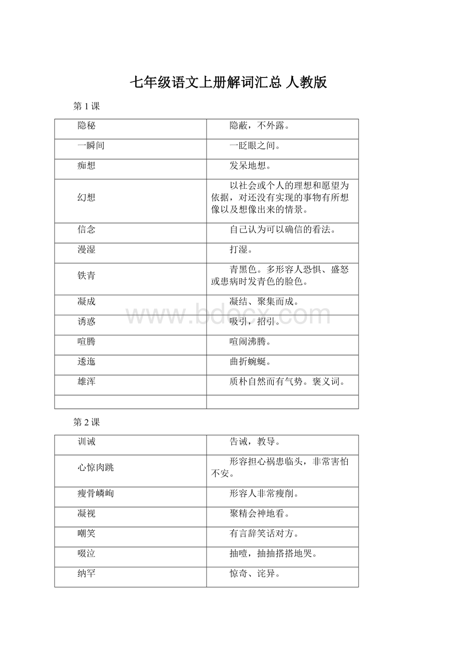 七年级语文上册解词汇总人教版Word文件下载.docx_第1页