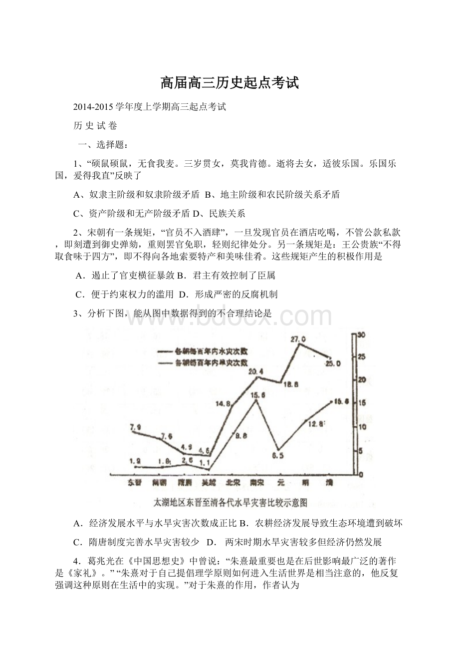 高届高三历史起点考试.docx