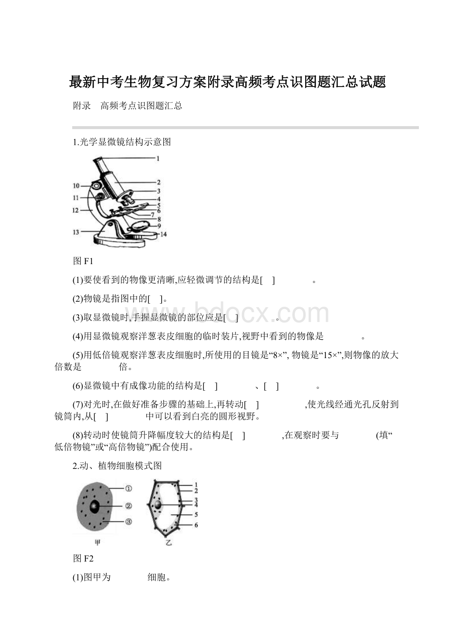 最新中考生物复习方案附录高频考点识图题汇总试题文档格式.docx_第1页