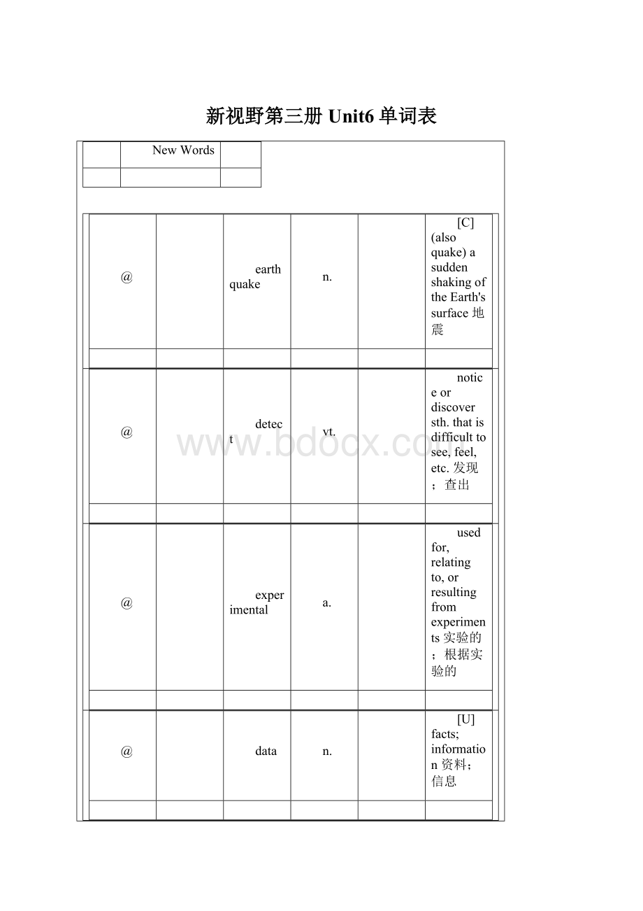 新视野第三册Unit6单词表Word下载.docx