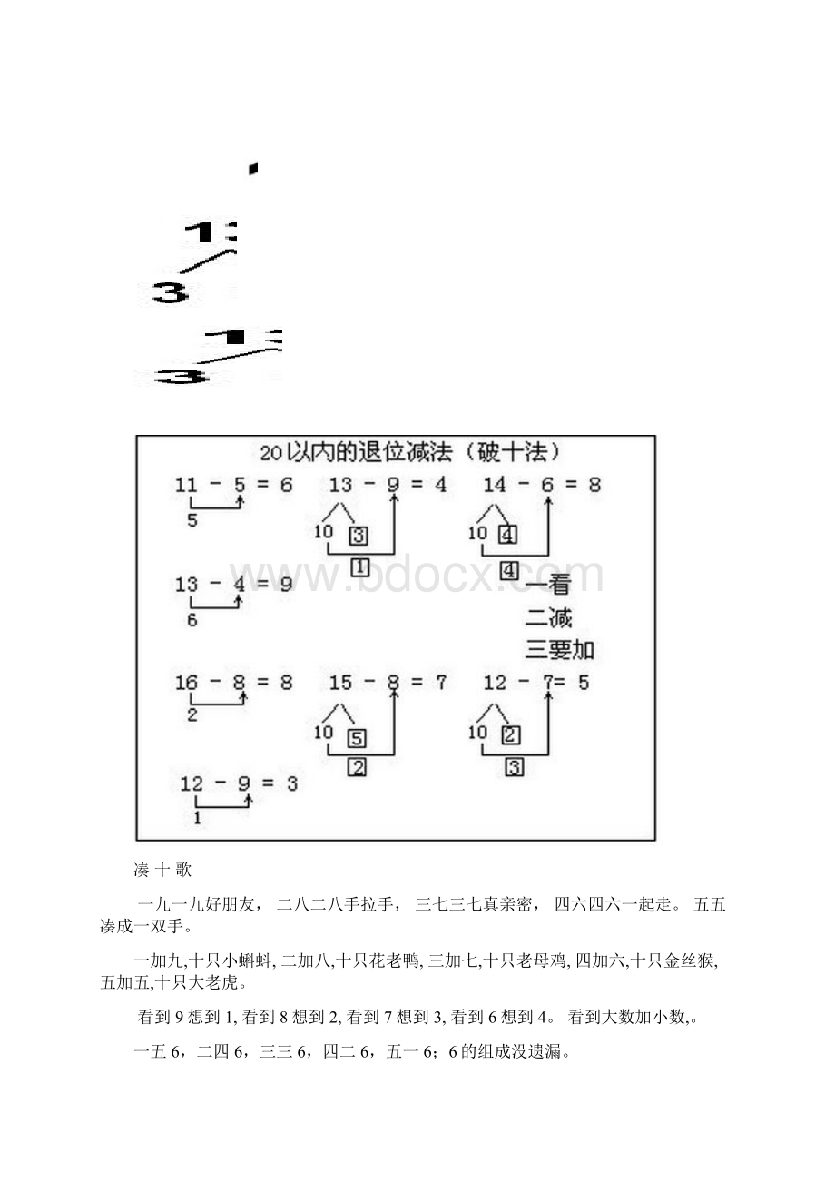 小学一年级数学上册凑十法破十法借十法练习题Word格式文档下载.docx_第3页