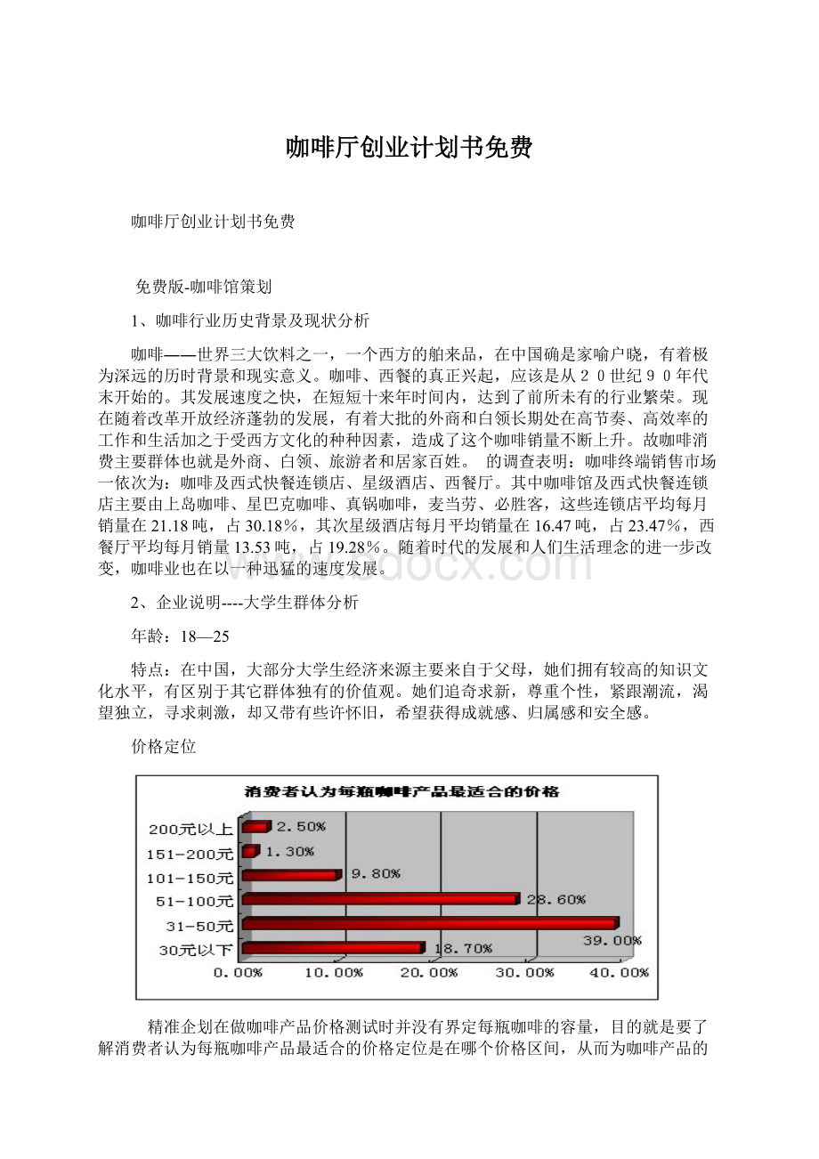 咖啡厅创业计划书免费.docx_第1页