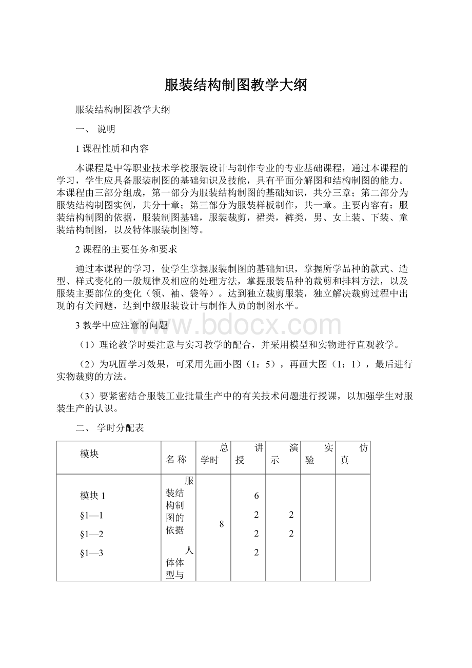 服装结构制图教学大纲Word文档格式.docx