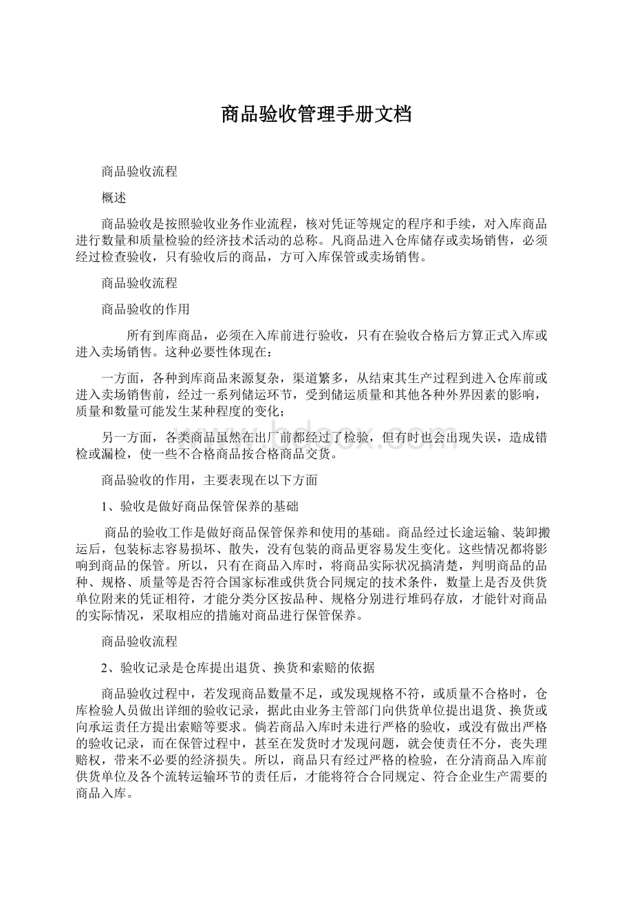 商品验收管理手册文档.docx