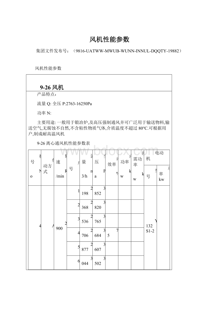 风机性能参数Word文档格式.docx