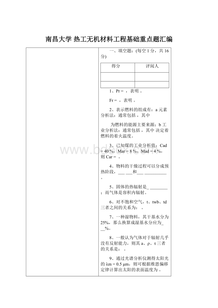 南昌大学 热工无机材料工程基础重点题汇编.docx_第1页