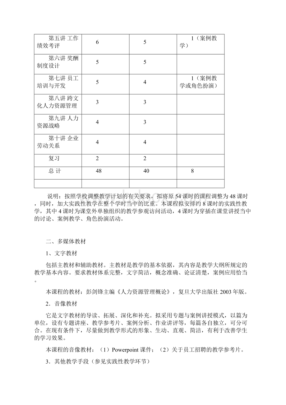 《人力资源管理概论》彭剑锋教学大纲Word文档格式.docx_第3页