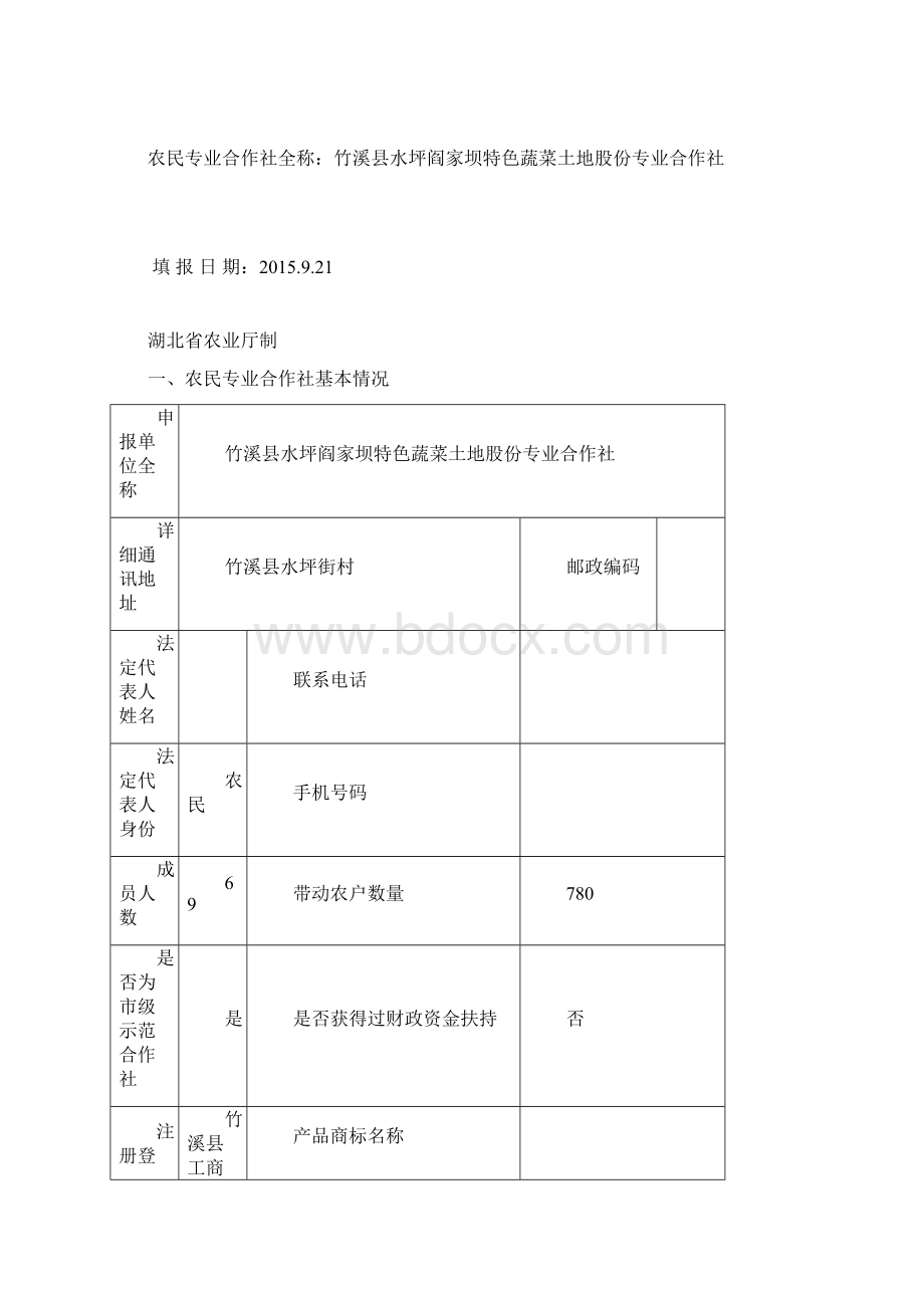 竹溪县水坪阎家坝特色蔬菜土地股份专业合作社项目申报书.docx_第2页