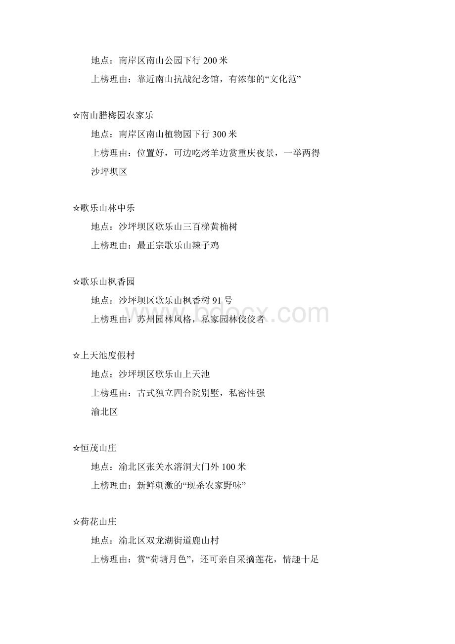 重庆农家乐推荐大全Word文件下载.docx_第2页