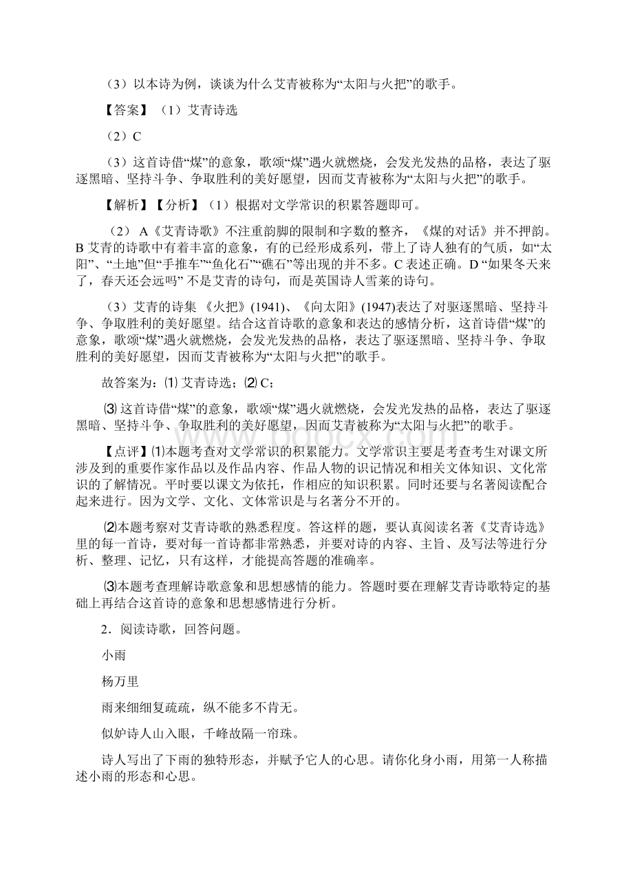 宜宾中考语文诗歌鉴赏专项练习详细答案模拟试题1.docx_第2页