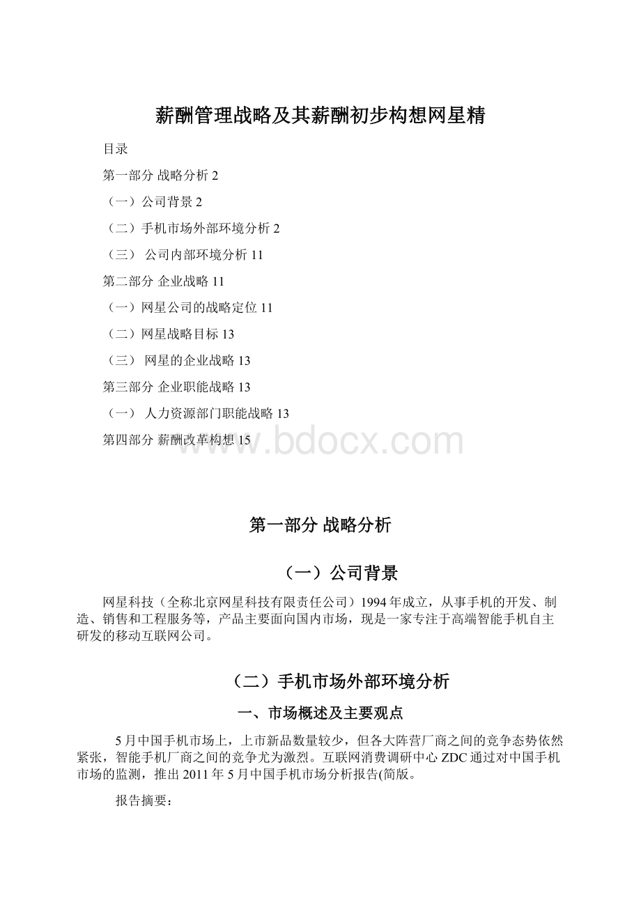 薪酬管理战略及其薪酬初步构想网星精.docx_第1页