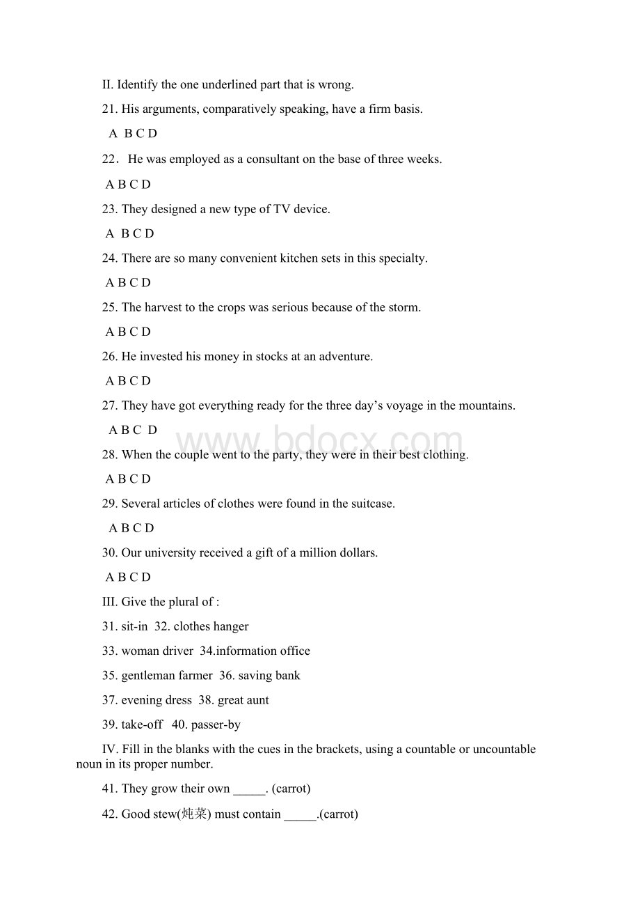 实用英语语法专项训练及模拟试题综合1概要Word文件下载.docx_第3页