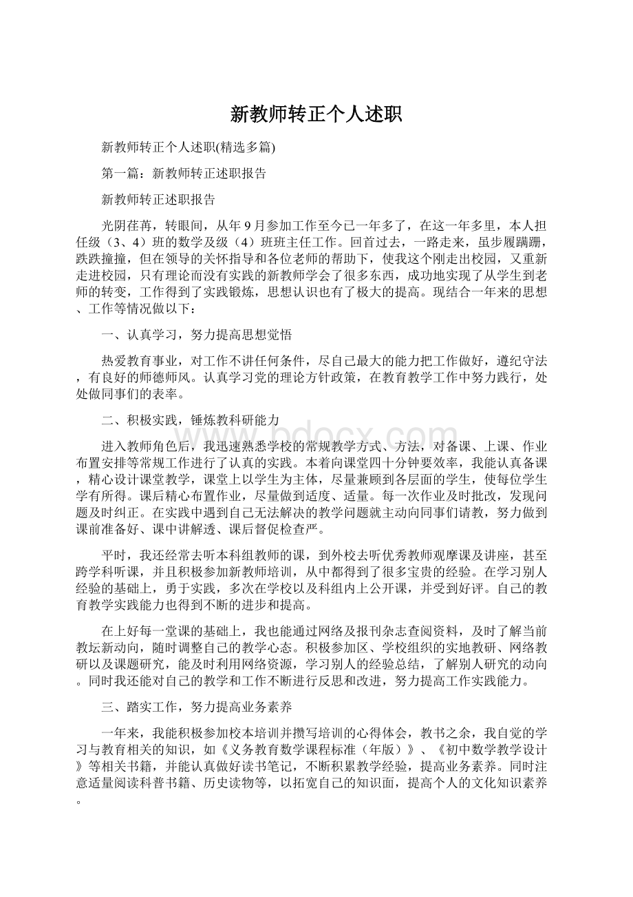 新教师转正个人述职.docx