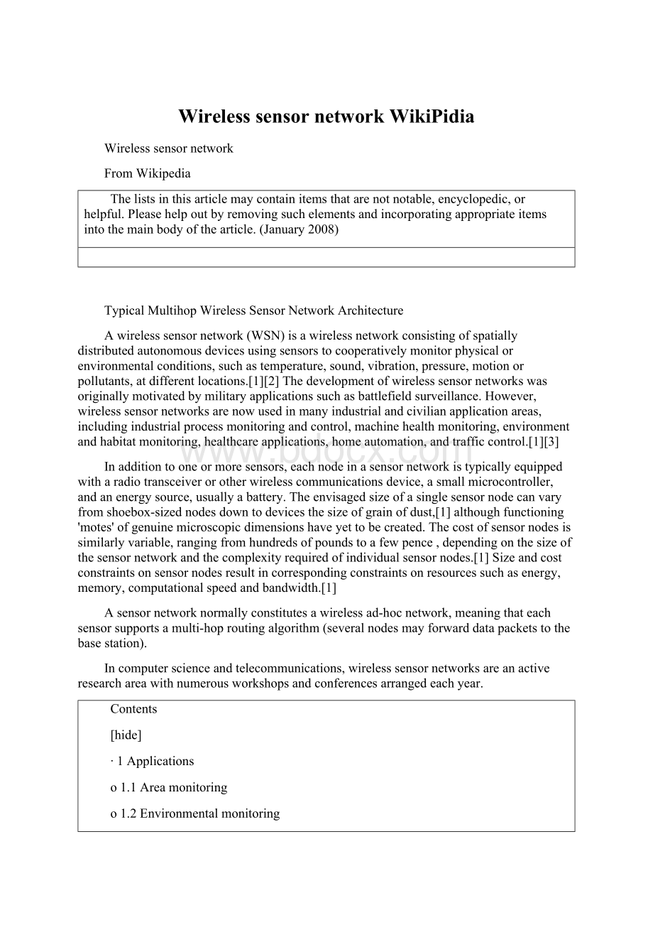 Wireless sensor network WikiPidia.docx_第1页