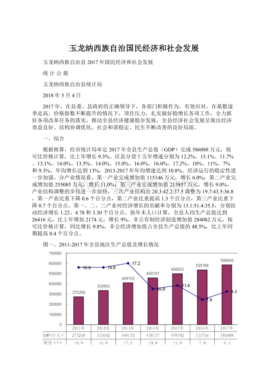 玉龙纳西族自治国民经济和社会发展Word下载.docx