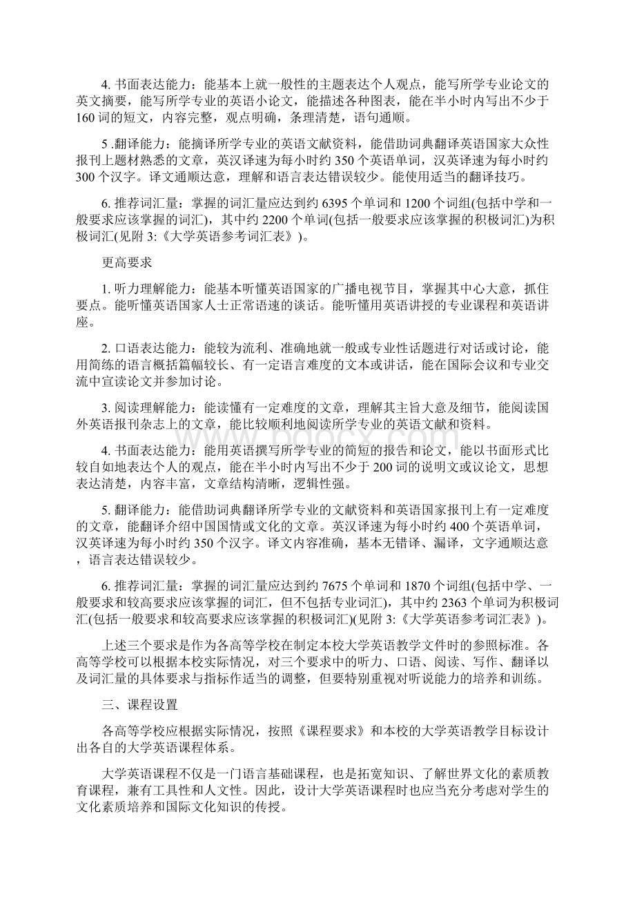 教育部《大学英语课程教学要求》考试大纲要点.docx_第3页