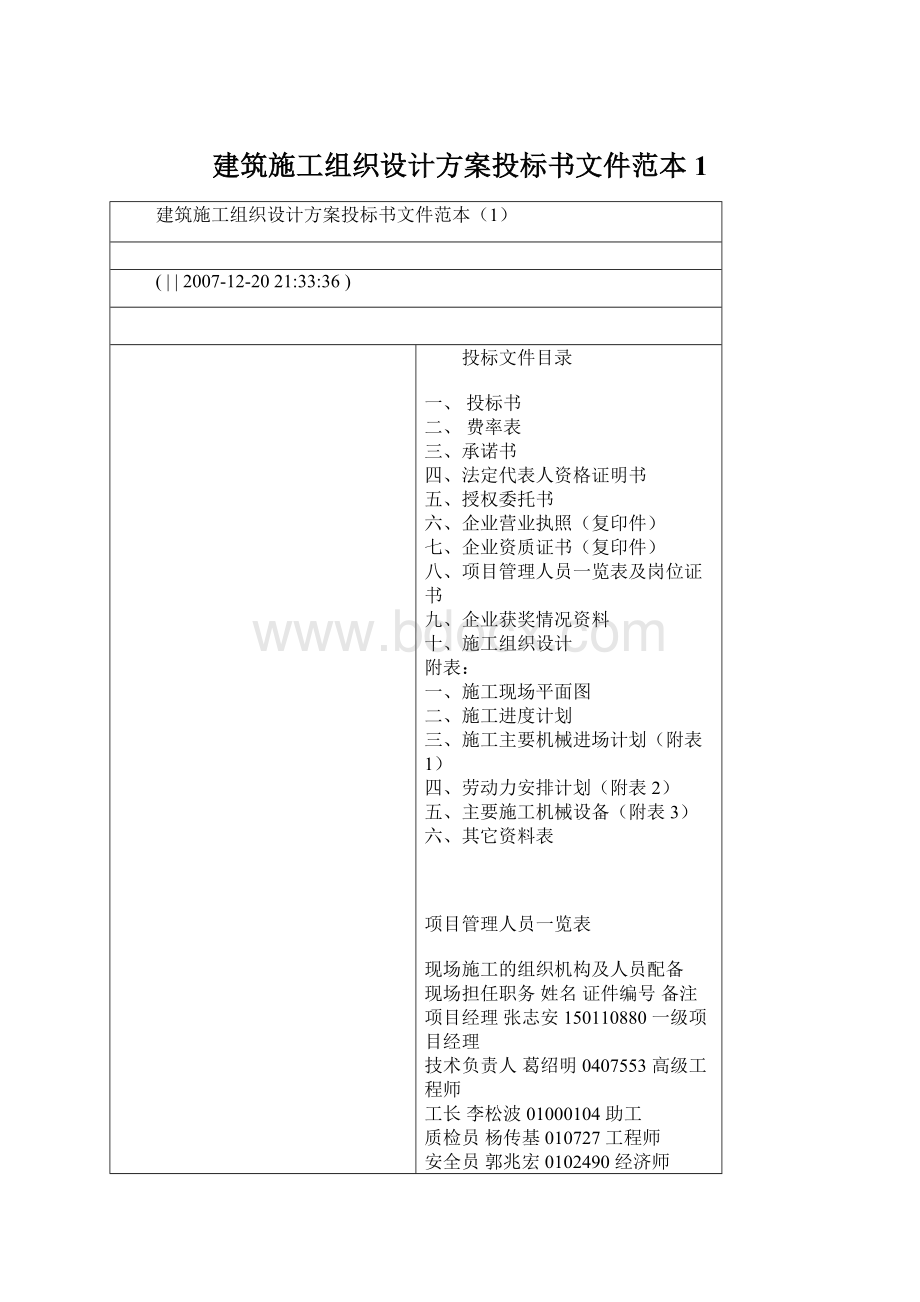 建筑施工组织设计方案投标书文件范本1.docx