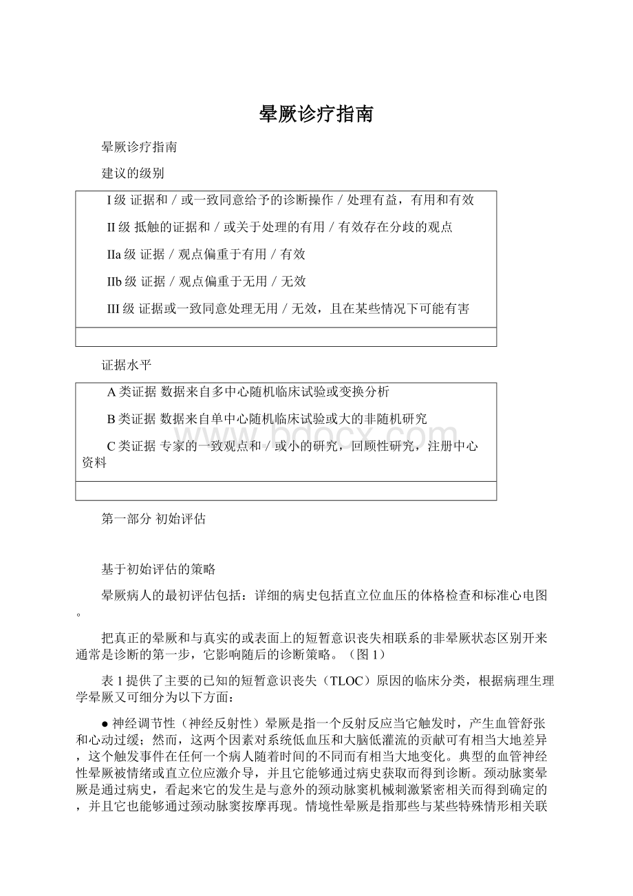 晕厥诊疗指南Word格式文档下载.docx