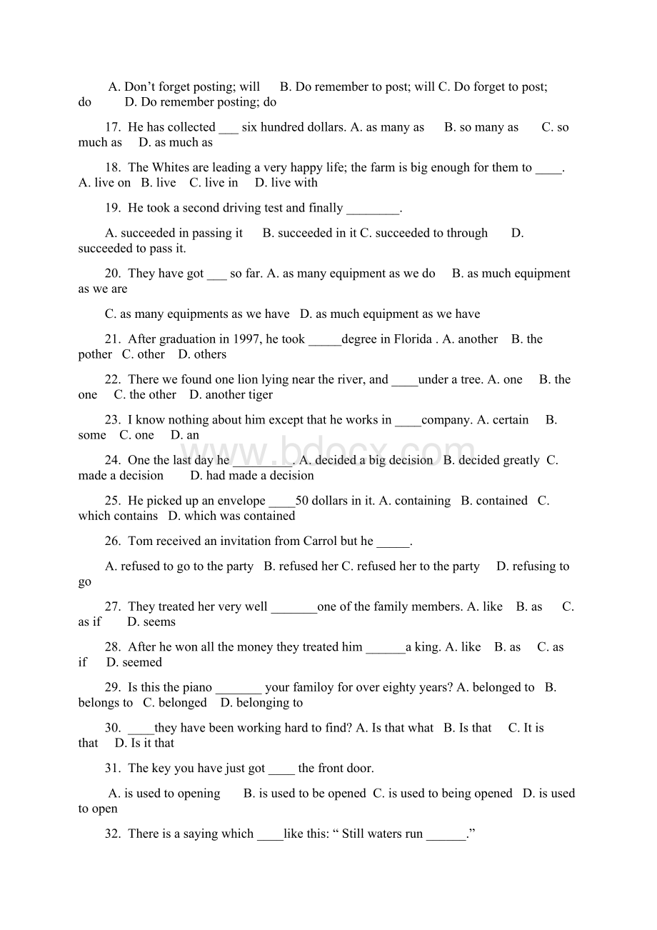 高三英语冲刺单项选择精选1000题及答案Word下载.docx_第2页