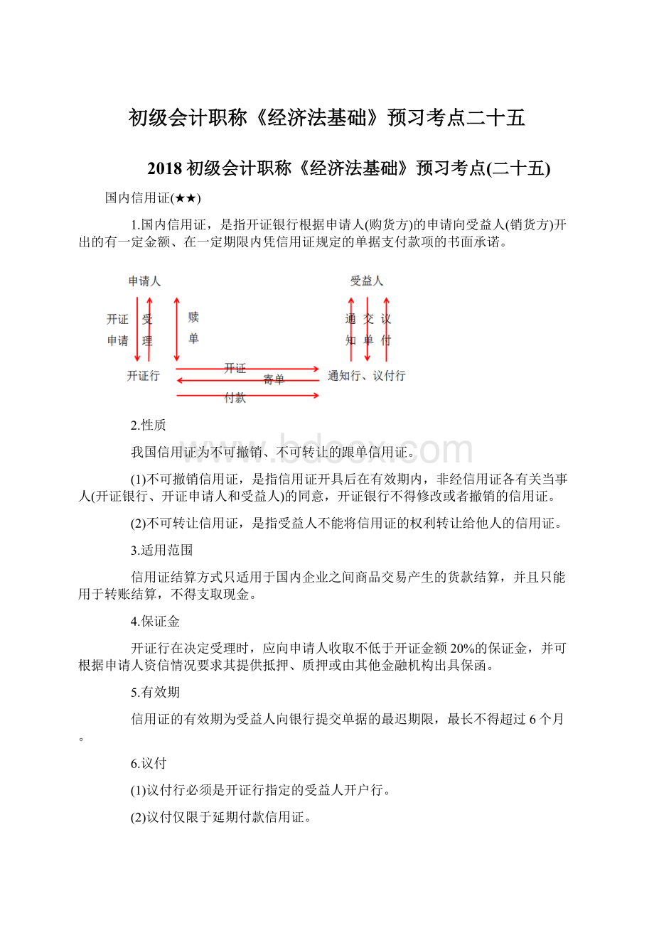 初级会计职称《经济法基础》预习考点二十五.docx