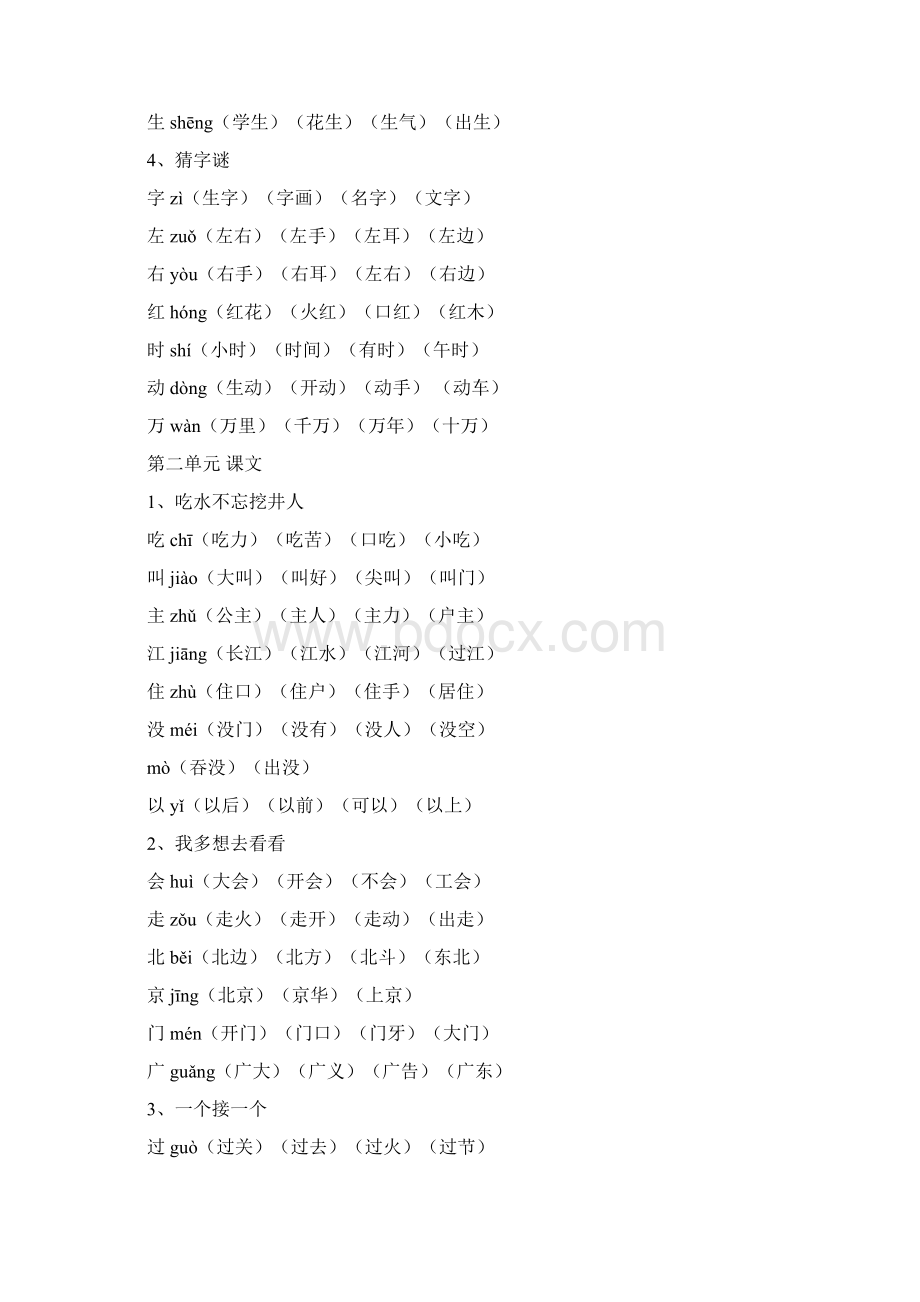 小学一年级下册语文生字表Word文档格式.docx_第2页