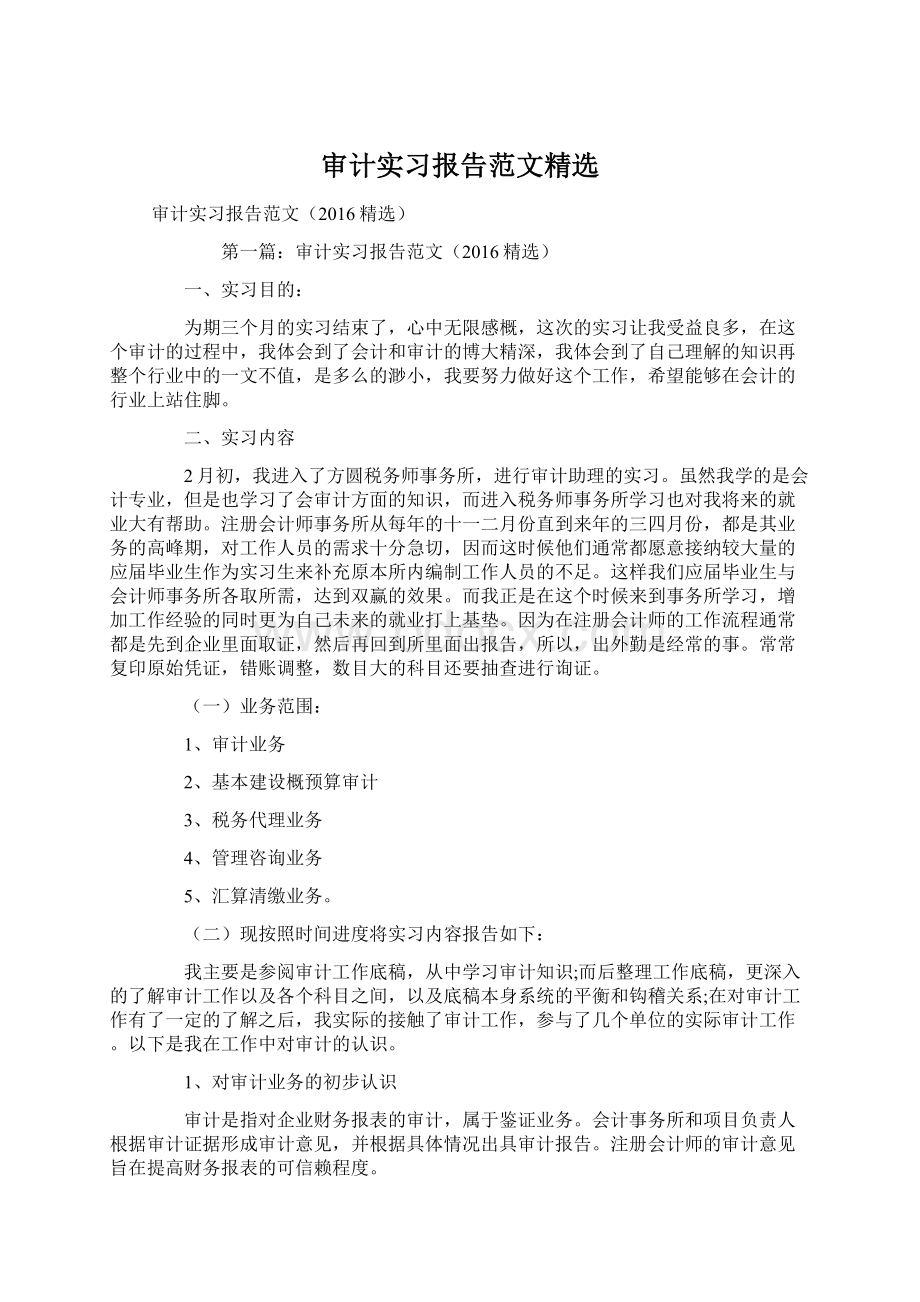 审计实习报告范文精选.docx_第1页