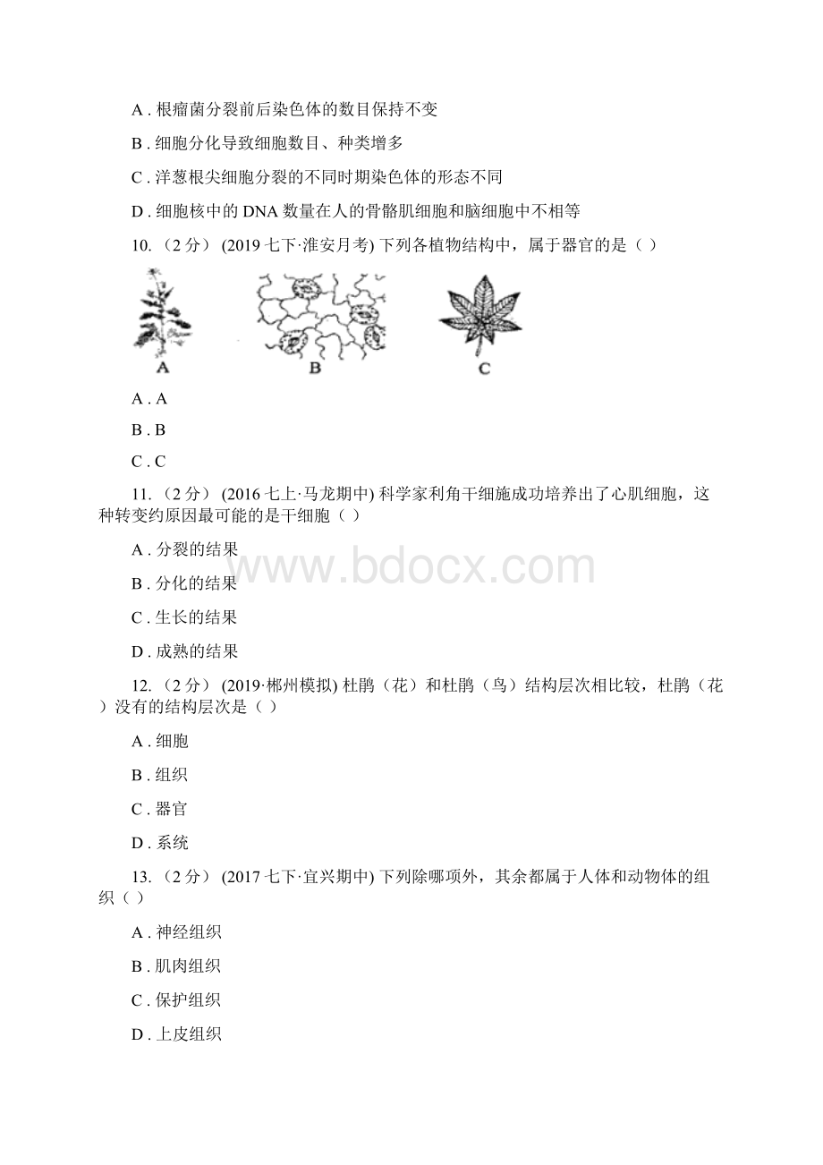 苏教版中考生物专题5 细胞怎样构成生物体1.docx_第3页