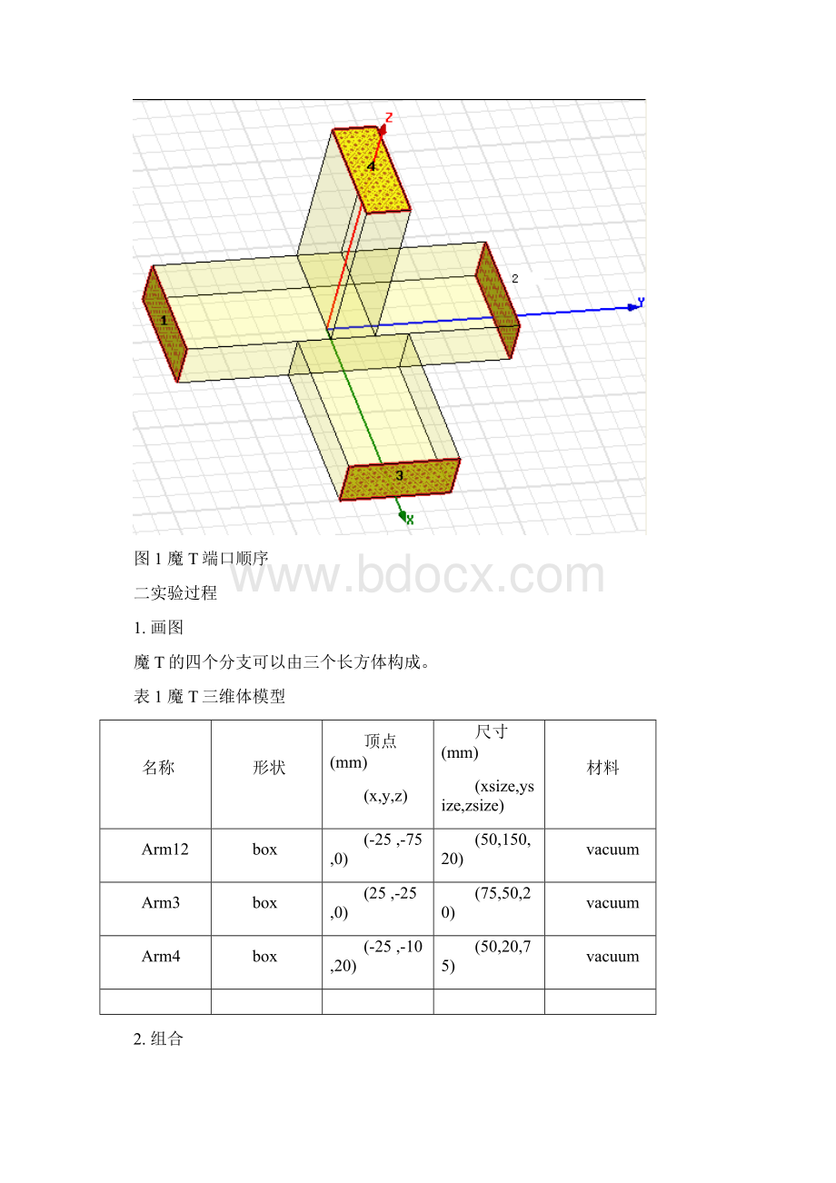 微波技术与天线实验7利用HFSS仿真波导双T文档格式.docx_第2页