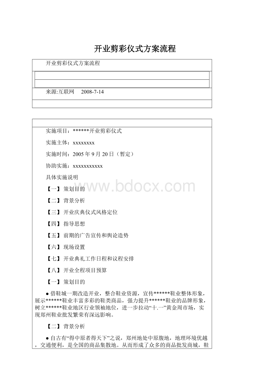 开业剪彩仪式方案流程Word格式文档下载.docx