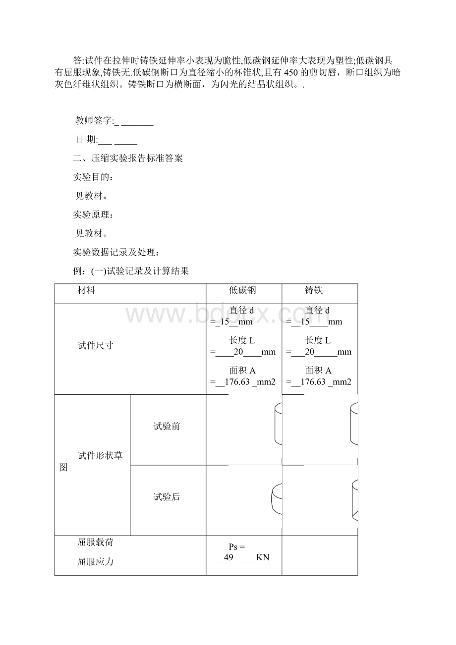 材料力学实验报告标准答案Word文档格式.docx_第3页