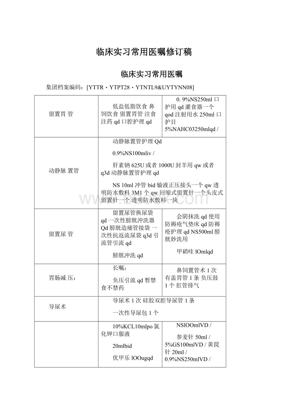 临床实习常用医嘱修订稿.docx