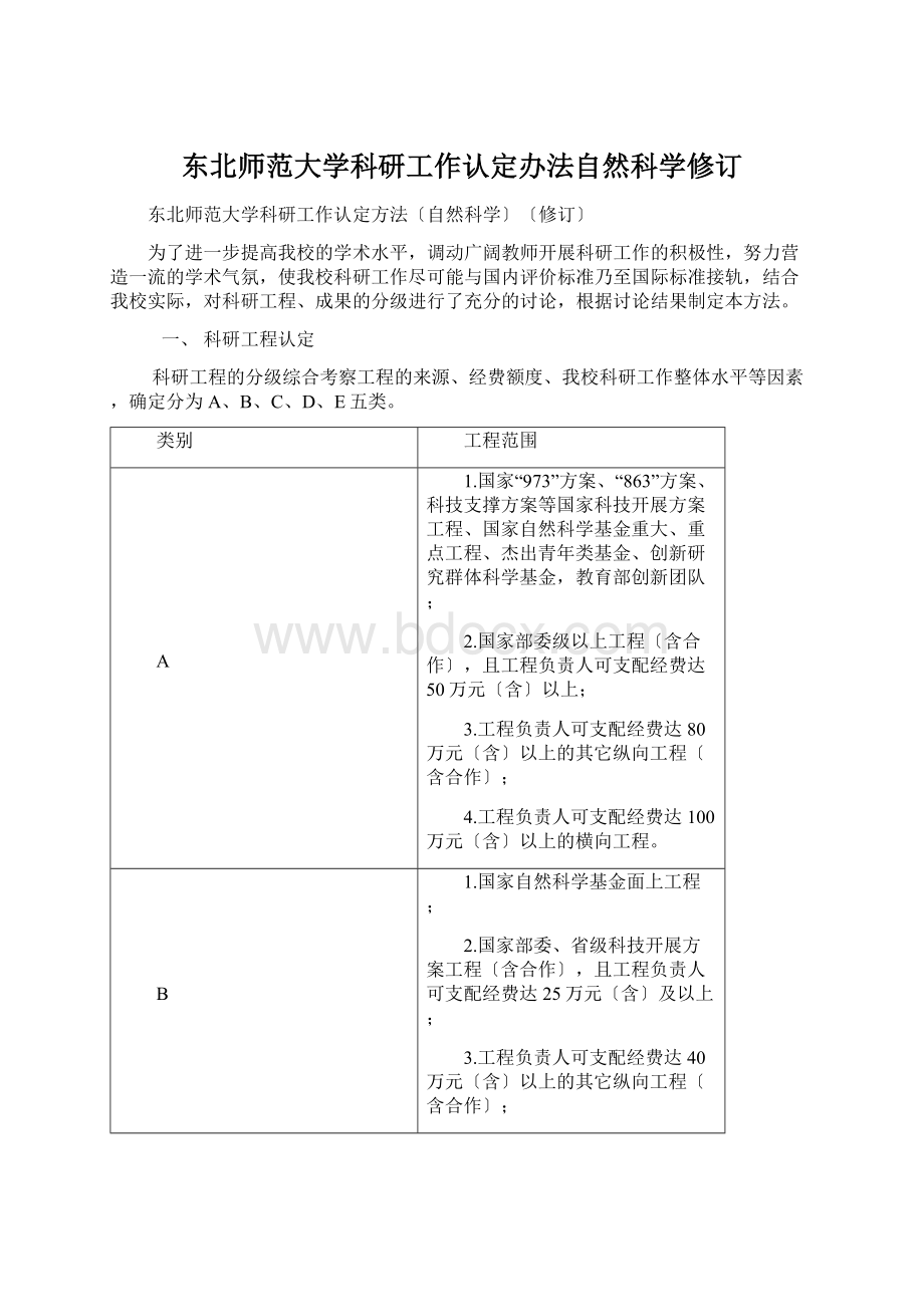 东北师范大学科研工作认定办法自然科学修订Word文档下载推荐.docx