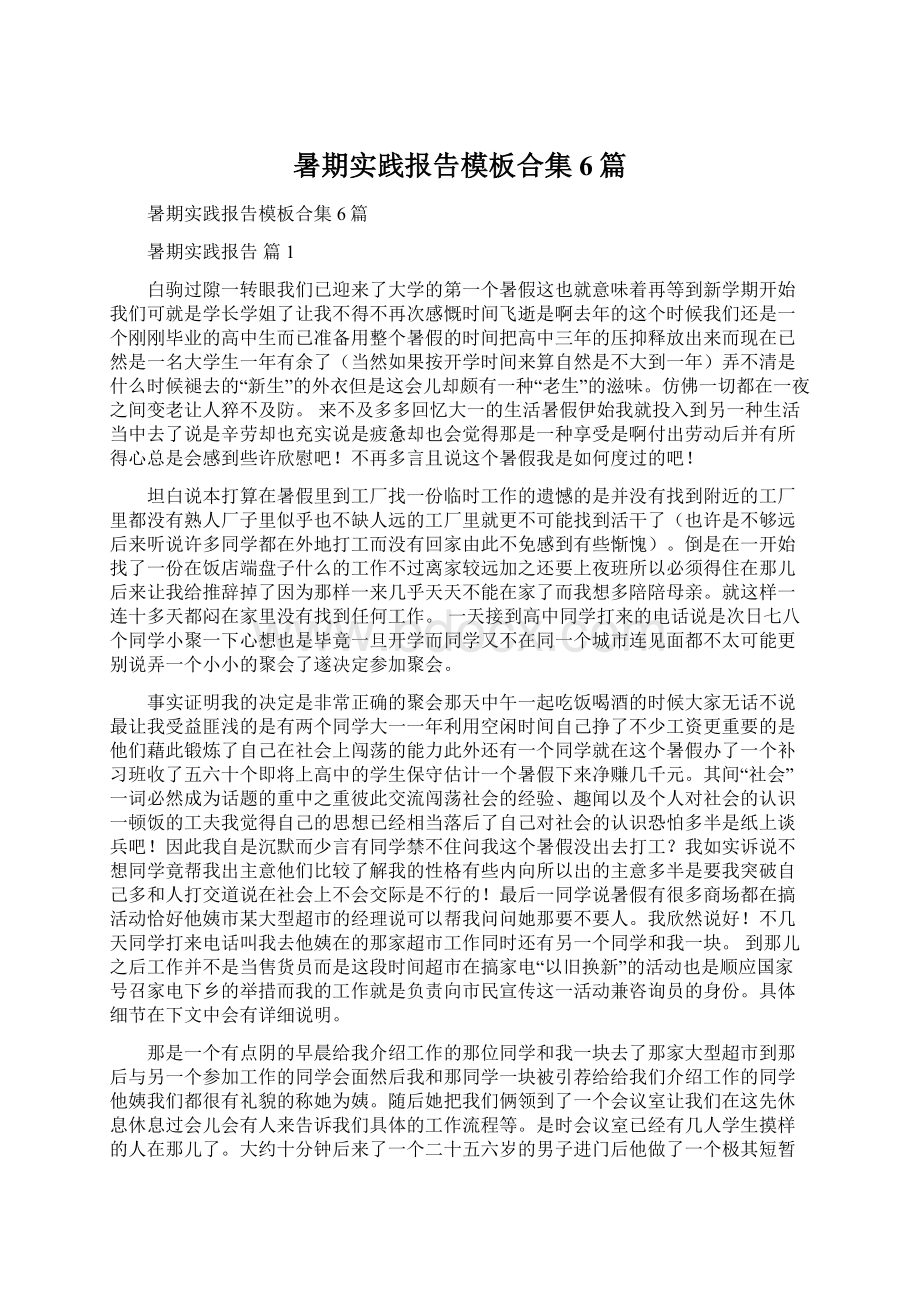 暑期实践报告模板合集6篇.docx