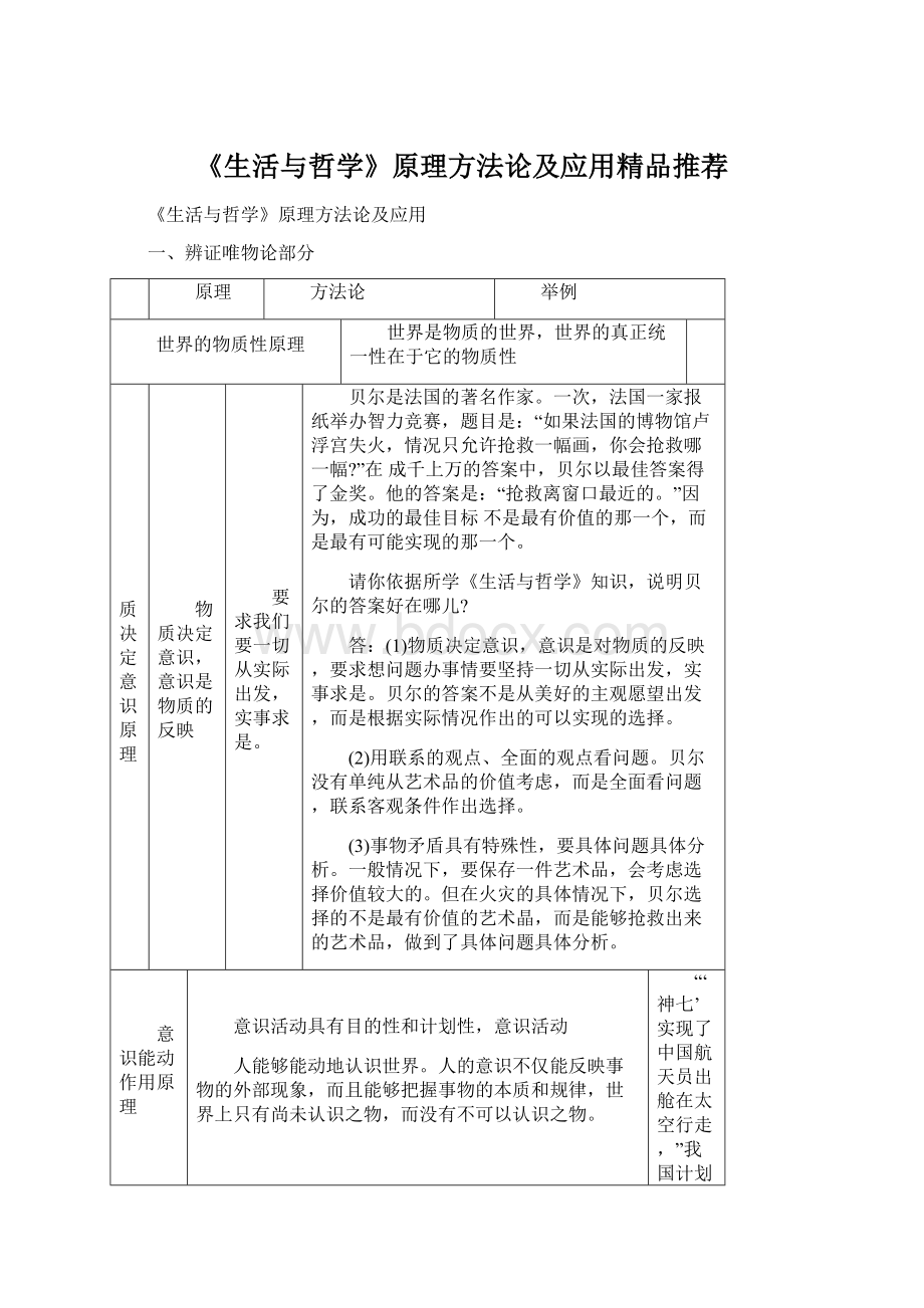 《生活与哲学》原理方法论及应用精品推荐.docx