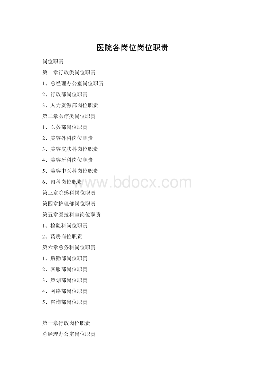 医院各岗位岗位职责.docx