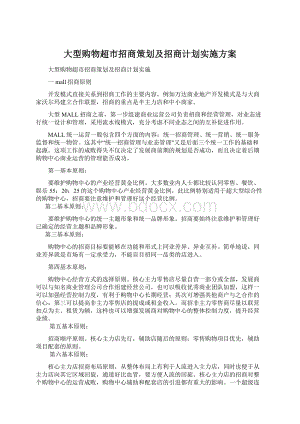 大型购物超市招商策划及招商计划实施方案Word格式.docx