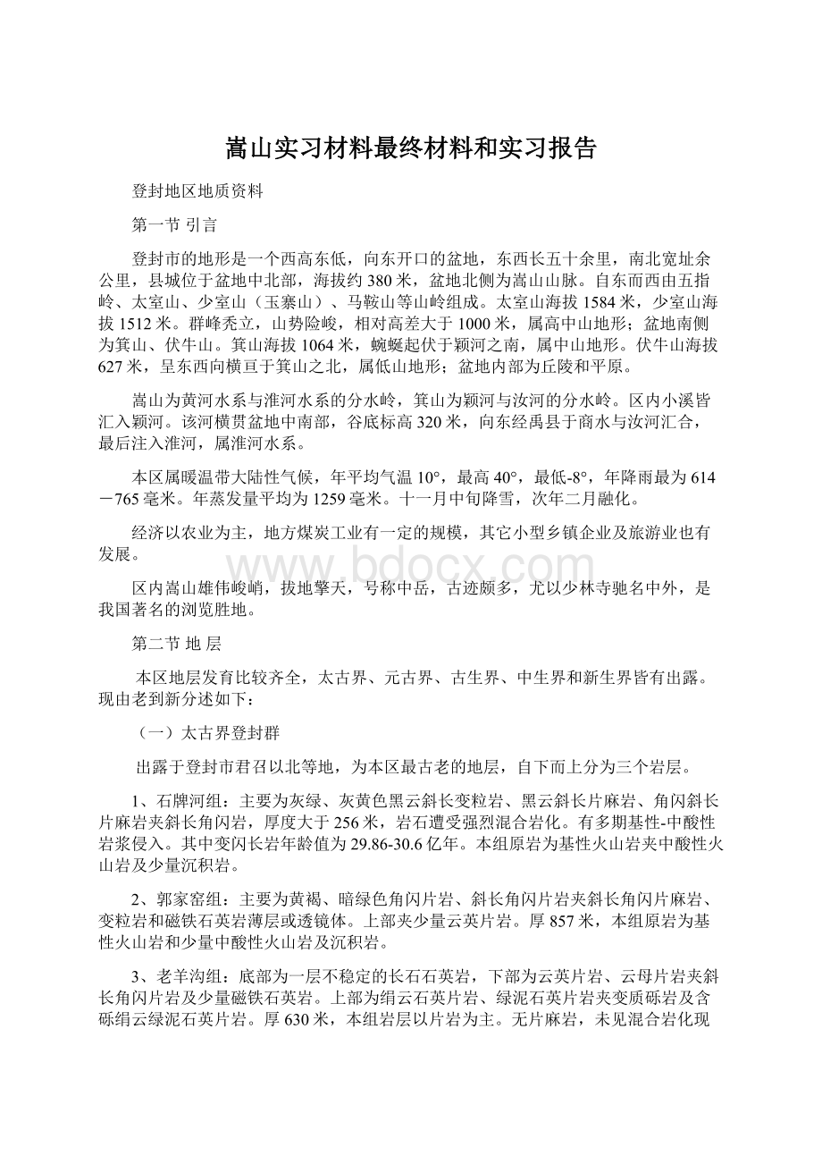 嵩山实习材料最终材料和实习报告Word下载.docx