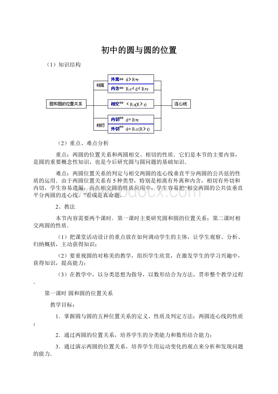 初中的圆与圆的位置.docx