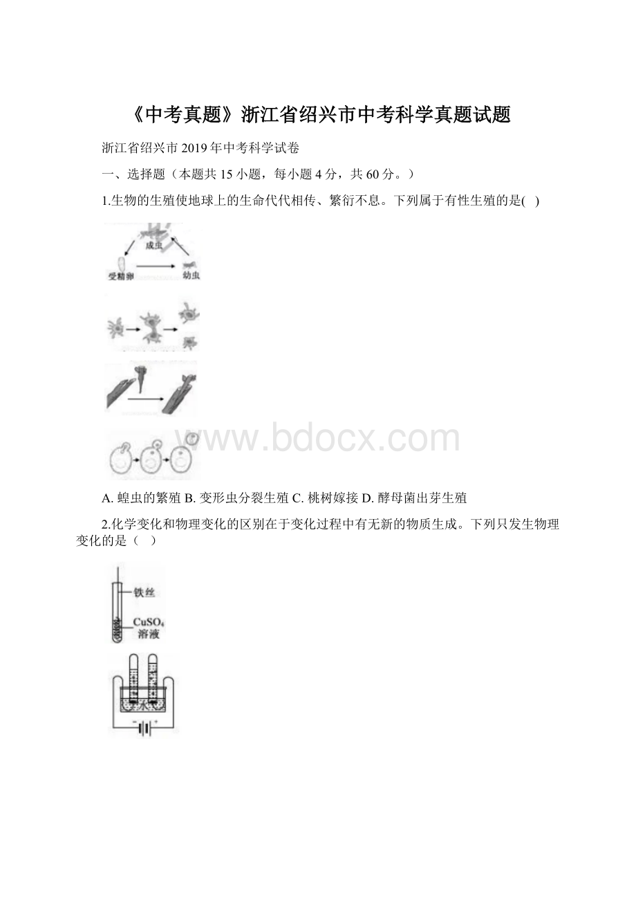 《中考真题》浙江省绍兴市中考科学真题试题.docx