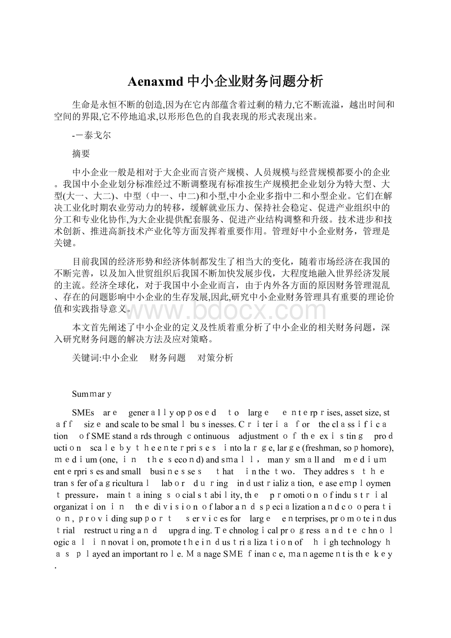 Aenaxmd中小企业财务问题分析Word格式.docx_第1页