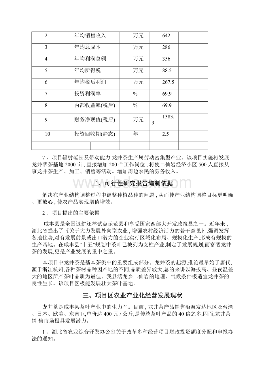 精品龙井茶基地种植项目可研报告Word文档下载推荐.docx_第2页