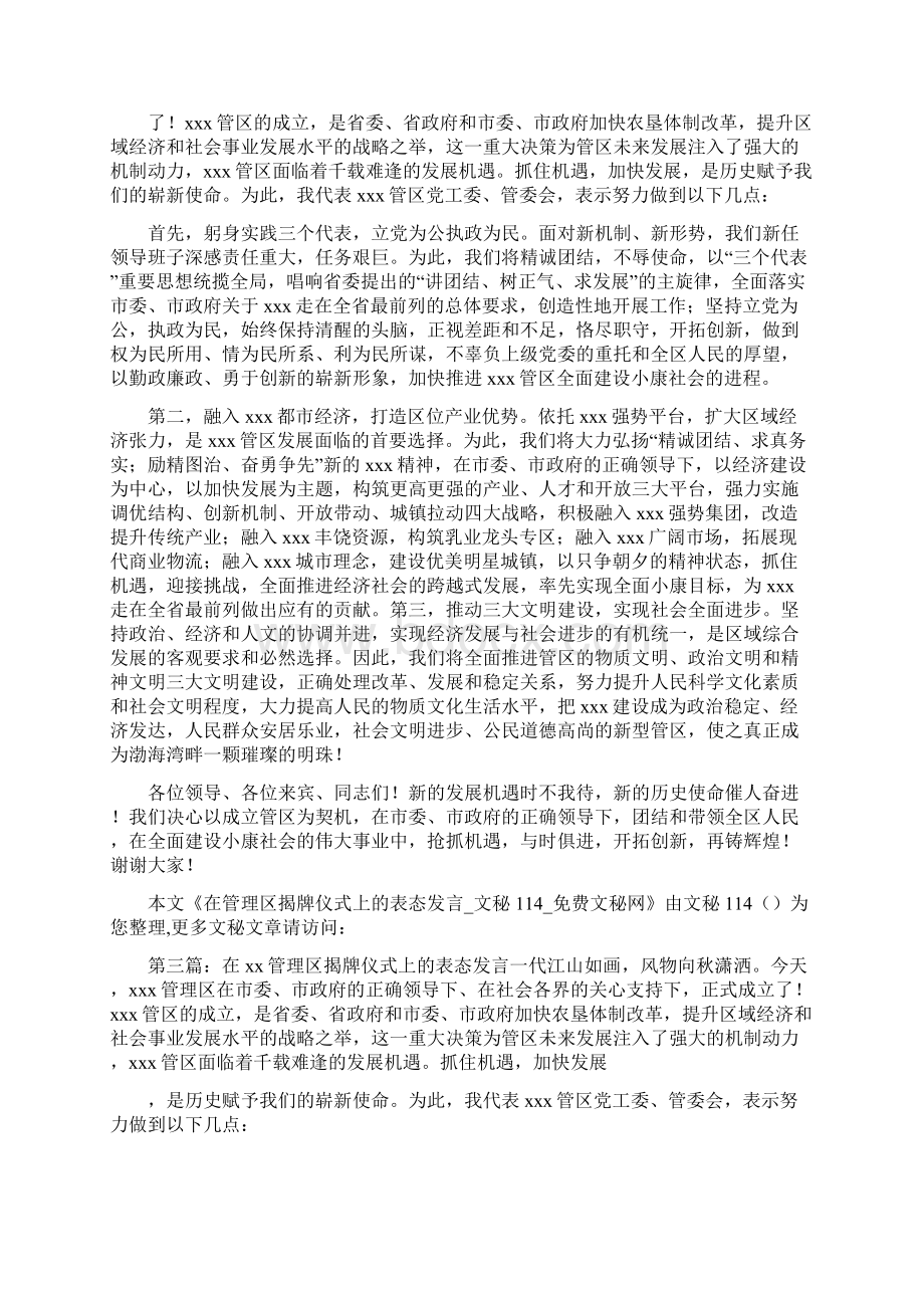 在管理区揭牌仪式上的表态发言.docx_第2页