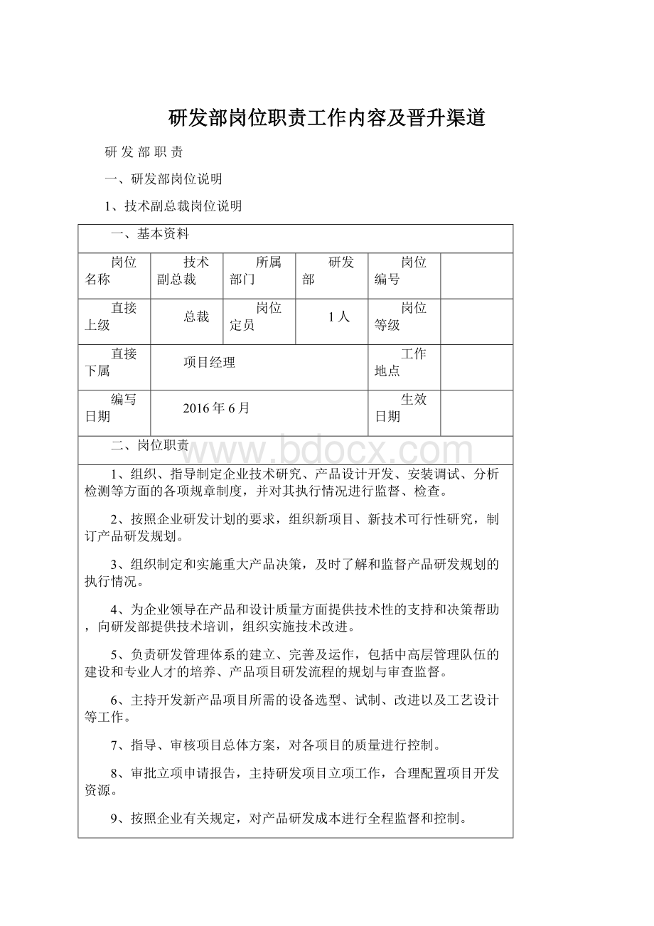 研发部岗位职责工作内容及晋升渠道.docx_第1页