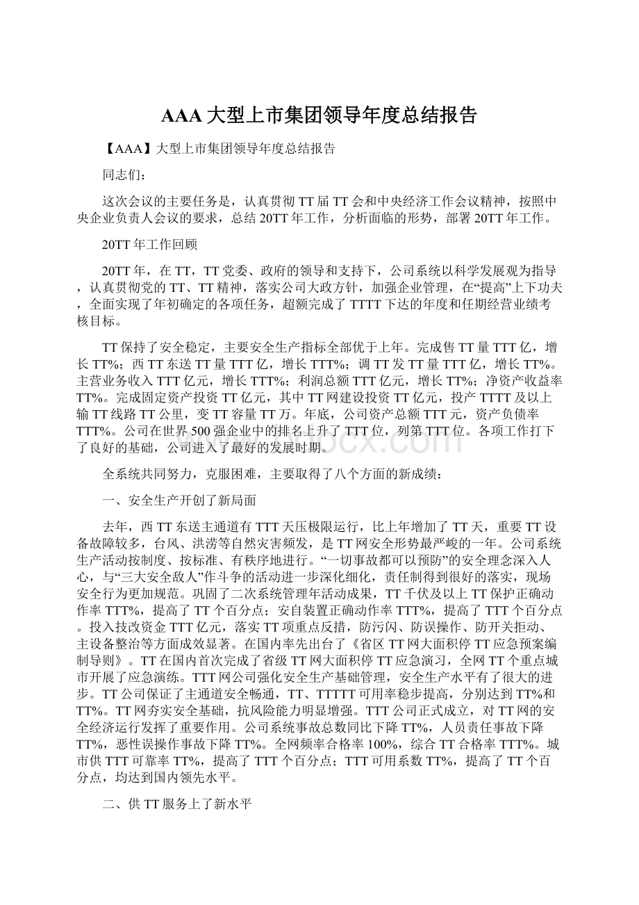 AAA大型上市集团领导年度总结报告.docx_第1页