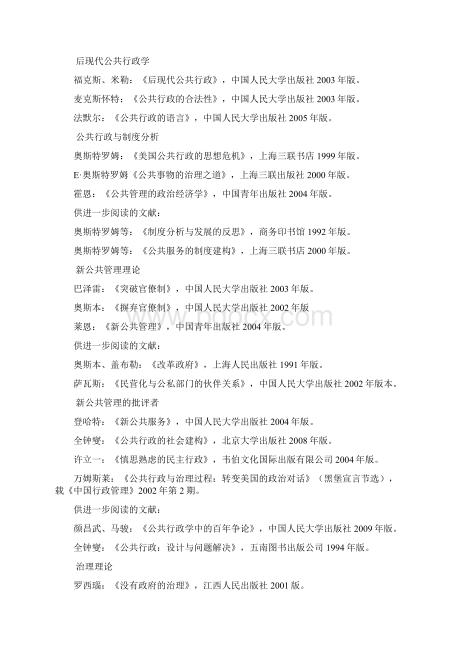 公共管理专业学生必读书目.docx_第3页