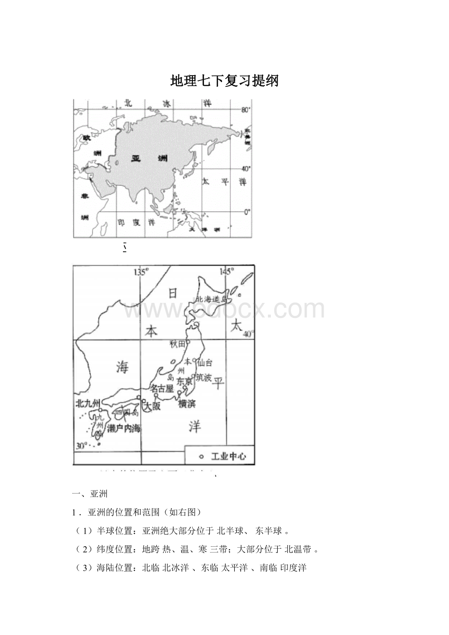 地理七下复习提纲.docx