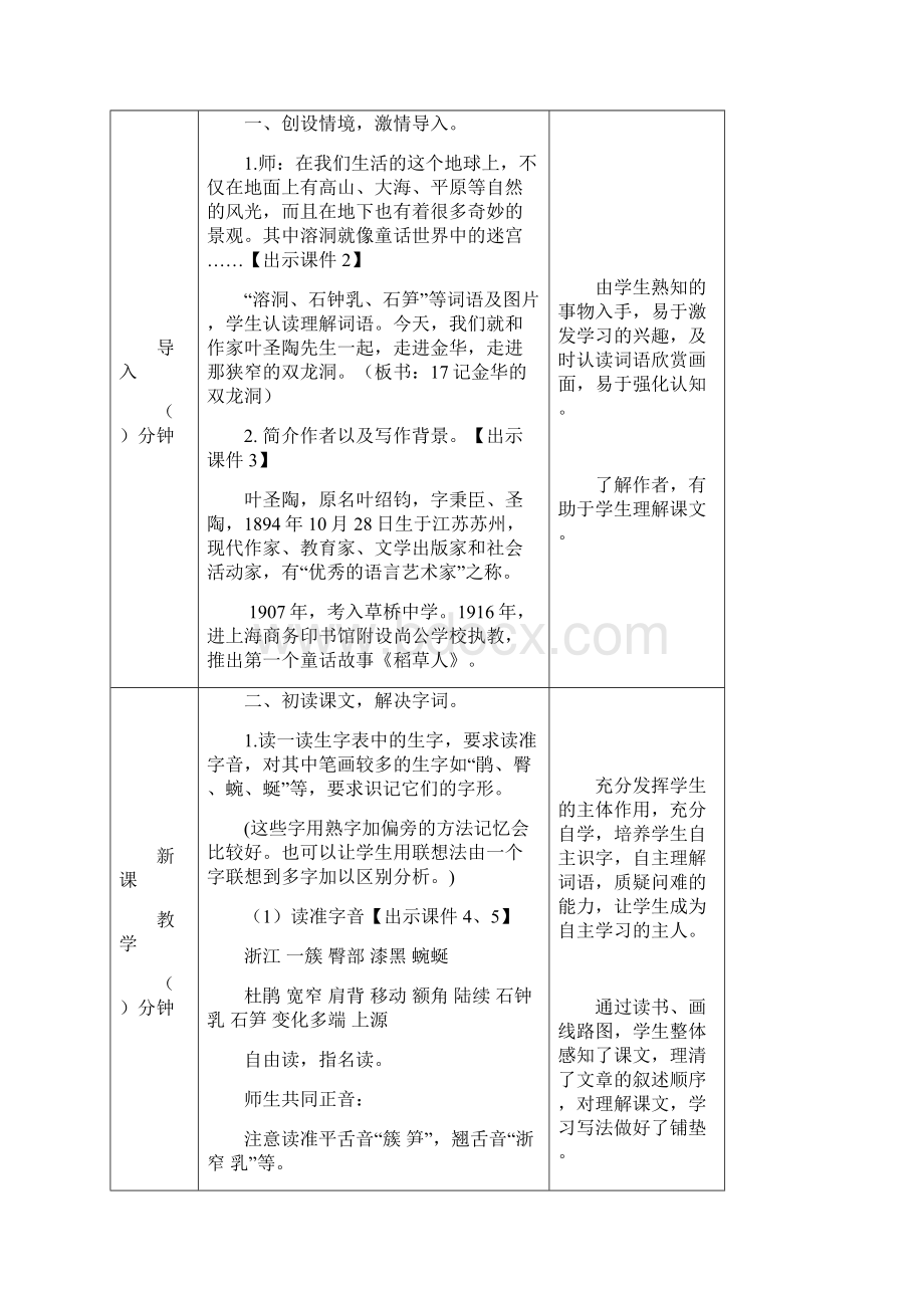 春部编版四年级语文下册17 记金华的双龙洞 教学设计.docx_第2页