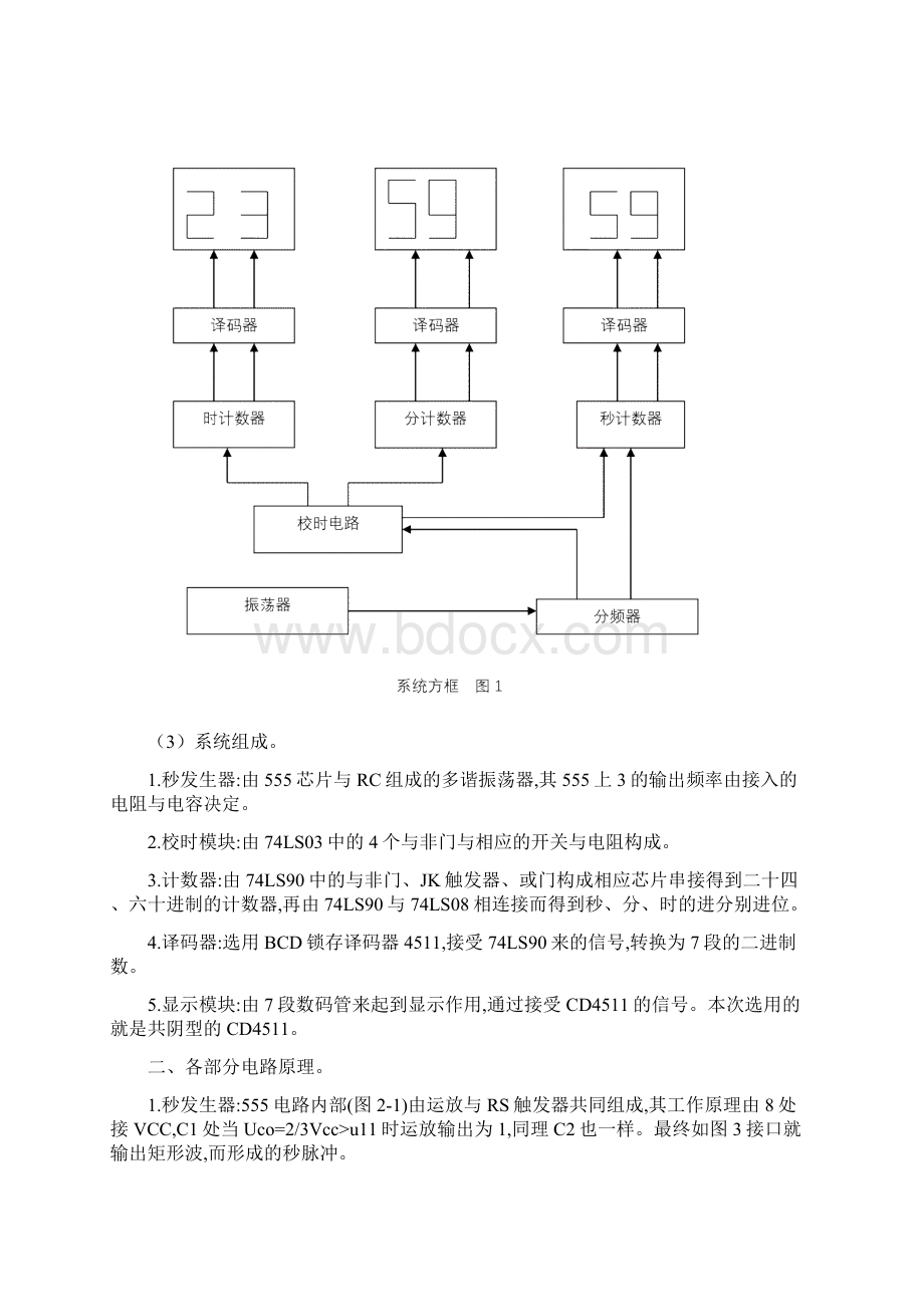 数字电路课程设计数字时钟.docx_第2页